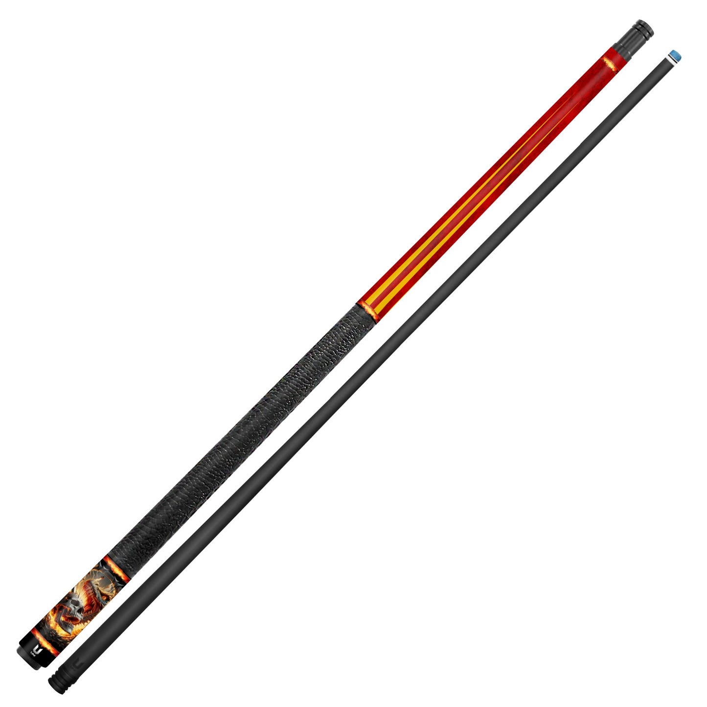 Dragon Fire Skull Carbon Fiber Pool Cue - Epic Fantasy Frame Art Stick