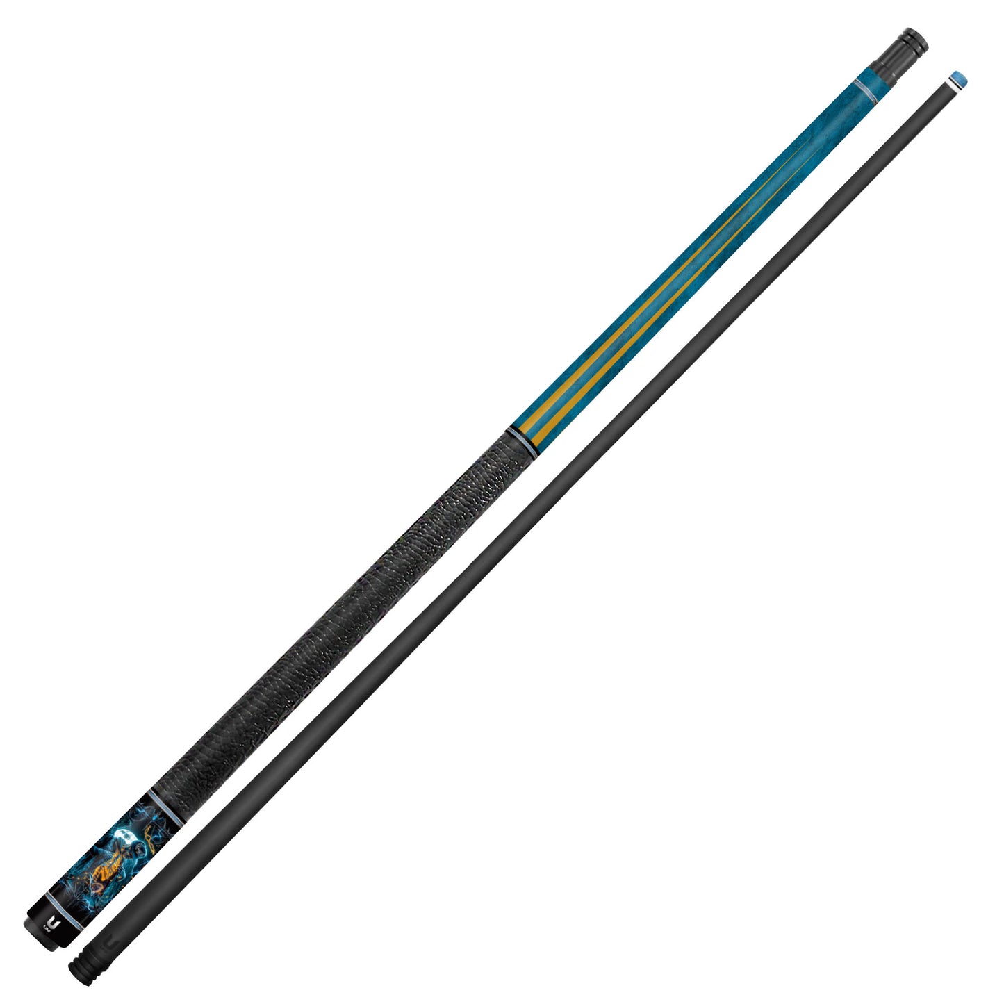 Neon Angel Biker Carbon Fiber Pool Cue - Electric Streetwear Wings Art Stick
