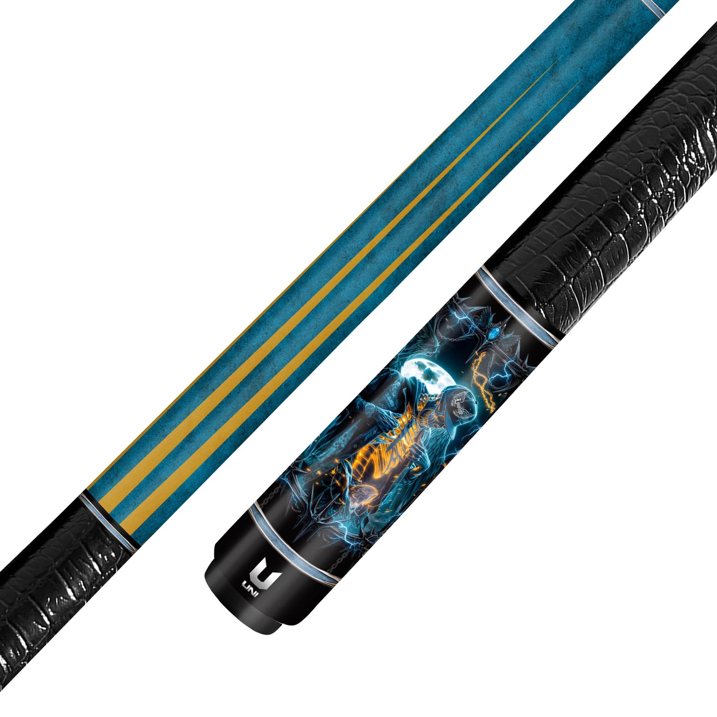 Neon Angel Biker Carbon Fiber Pool Cue - Electric Streetwear Wings Art Stick
