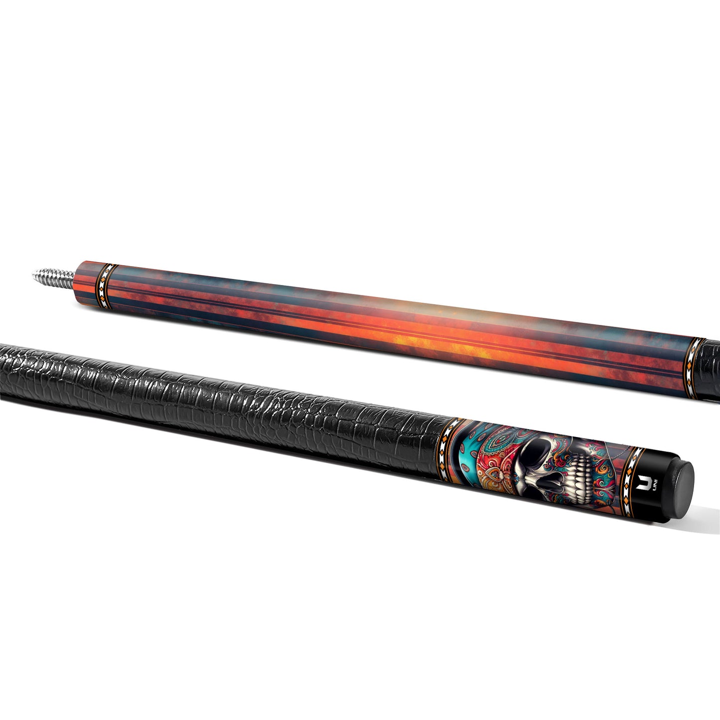 "Day of the Dead" Skull Tattoo Carbon Fiber Pool Cue - Calavera Street Art Performance Stick