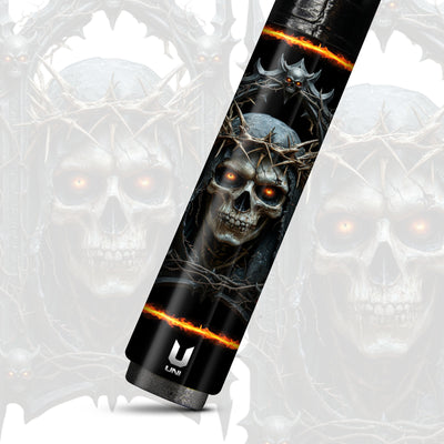 Uni Skull Carbon Fiber Pool Cue | Crown of Thorns Gothic Doom Art