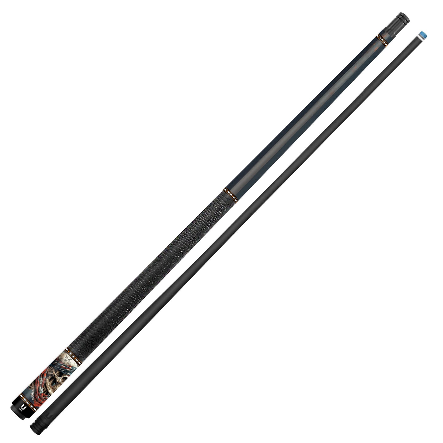 American Rebel Skull Carbon Fiber Pool Cue - "Stars & Stripes" Biker Art Performance Stick