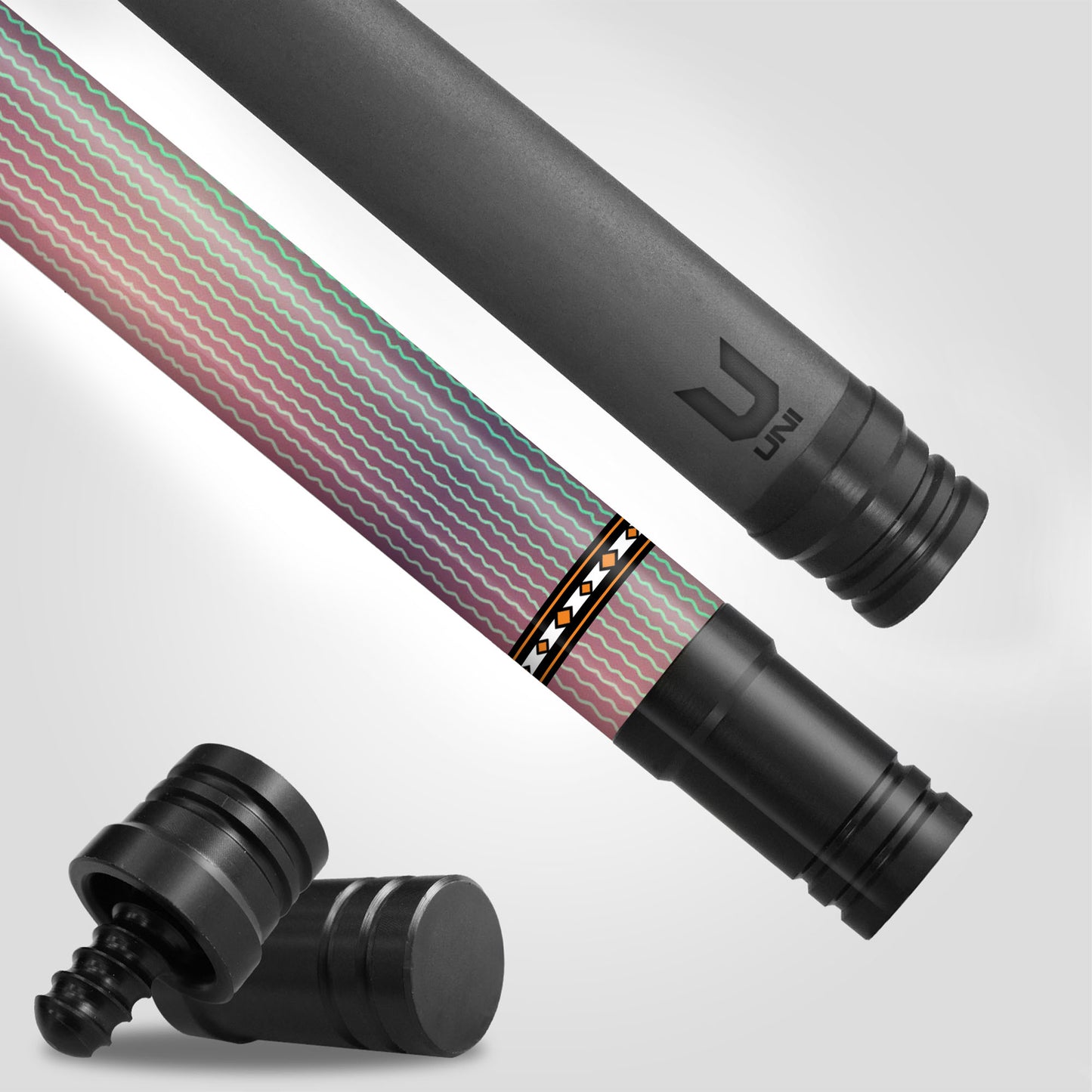 Neon Drip Rave Skull Carbon Fiber Pool Cue - "X-Eyes" Street Art Performance Stick