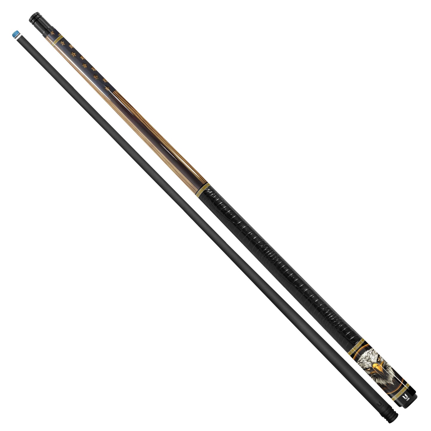 Heritage Timber Eagle Carbon Fiber Pool Cue - Faux Wood Grain Patriotic Art Stick