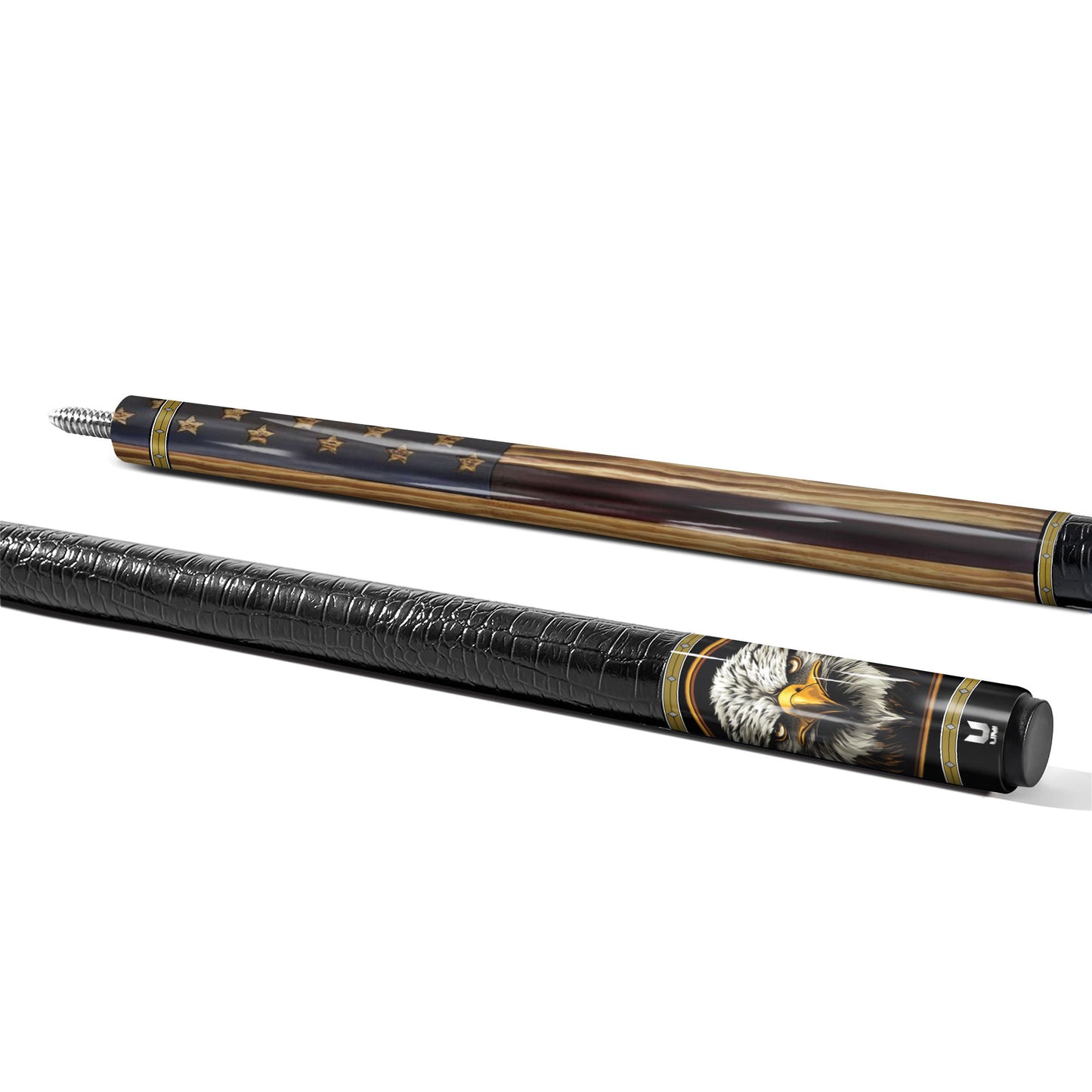 Heritage Timber Eagle Carbon Fiber Pool Cue - Faux Wood Grain Patriotic Art Stick