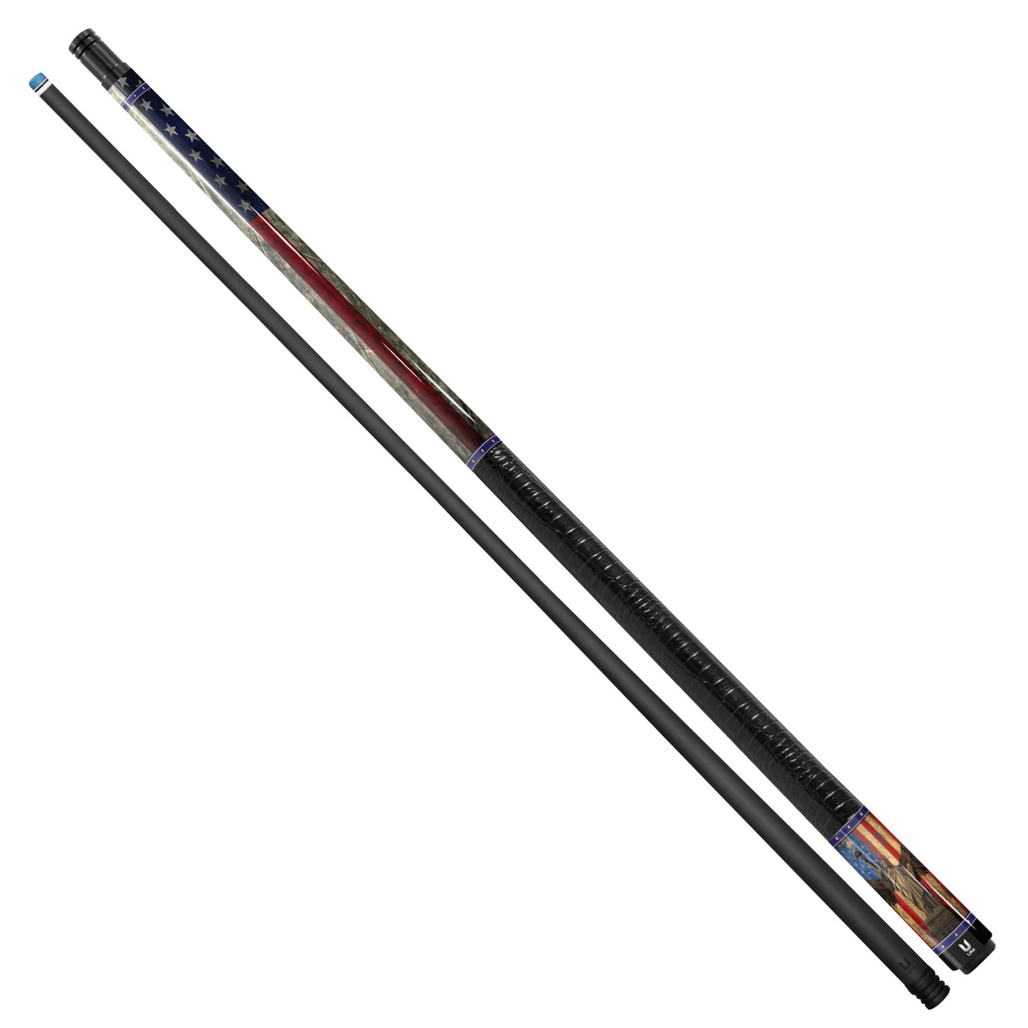 Patriotic Liberty Wing Carbon Fiber Pool Cue - American Flag & Liberty Angel Art Stick