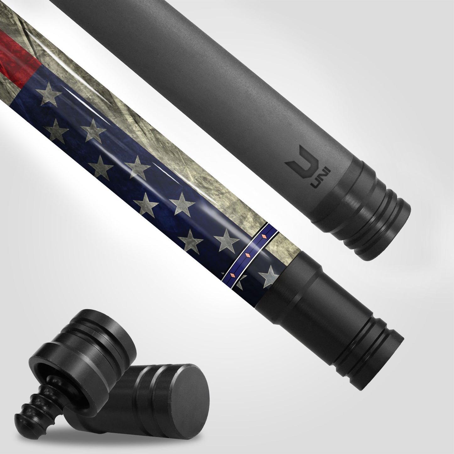Patriotic Liberty Wing Carbon Fiber Pool Cue - American Flag & Liberty Angel Art Stick
