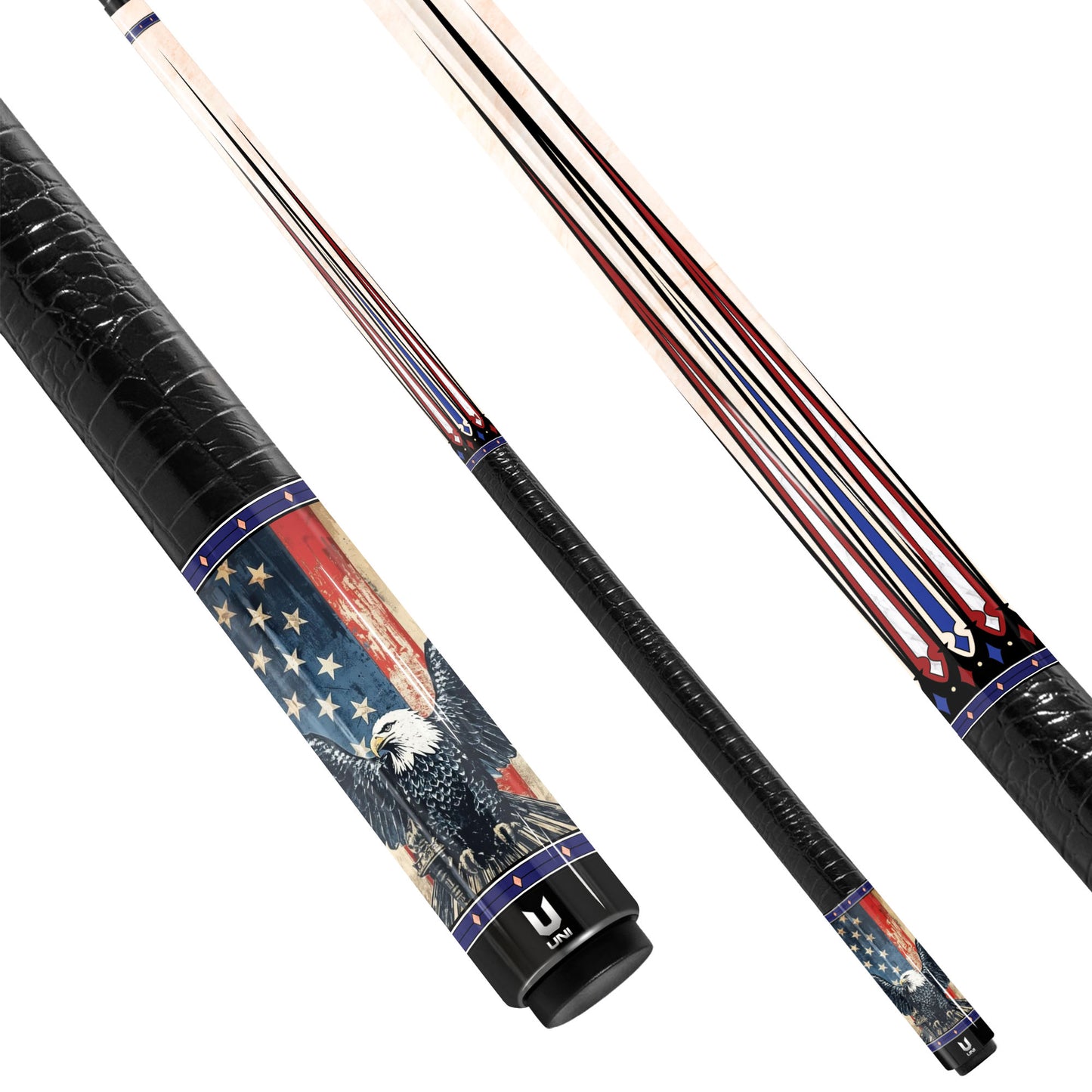 American Valor Eagle Carbon Fiber Pool Cue - Patriotic Striker Series Art Stick