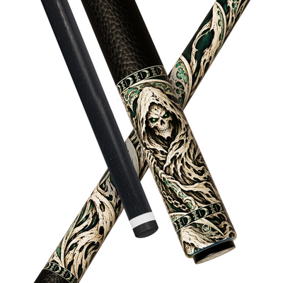 Wowcue Grim Reaper Glass Fiber Pool Cue | Bone Emerald Theme