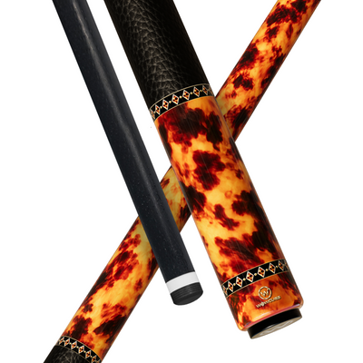 Wowcue Tortoiseshell Glass Fiber Pool Cue | Honey Amber Ebony Ring Theme