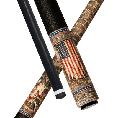 Wowcue Vintage American Flag Glass Fiber Pool Cue | Hanging Flags on Old Brick Wall Theme