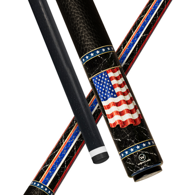 Wowcue American Flag Glass Fiber Pool Cue | Pietra Dura Flag on Black Marble Theme