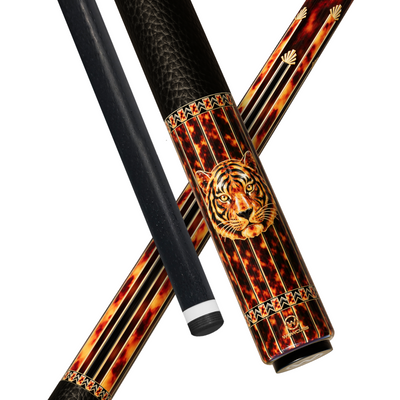 Wowcue Tortoiseshell Glass Fiber Pool Cue | Art Deco Twin Tiger Theme