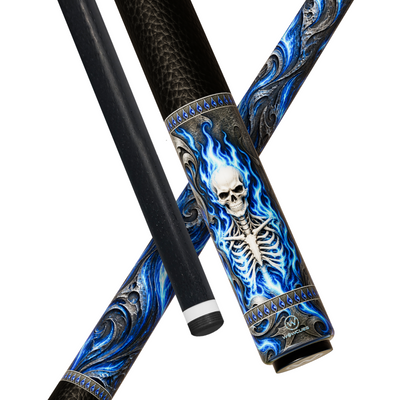 Wowcue Skeleton Flames Glass Fiber Pool Cue | Cobalt Blue Theme