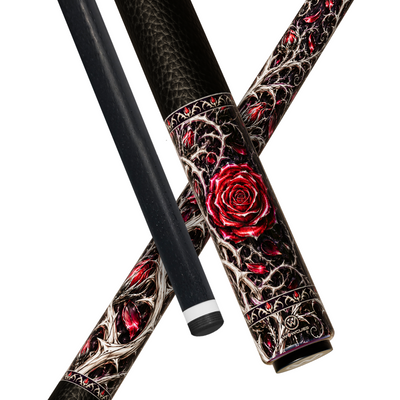 Wowcue Gothic Rose Glass Fiber Pool Cue | Crimson Silver Theme