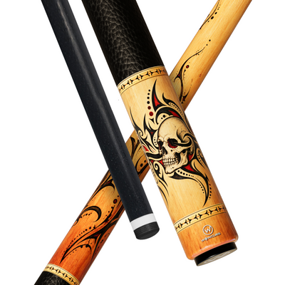 Wowcue Skull Tribal Line Glass Fiber Pool Cue | Honey Oak Theme