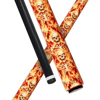 Wowcue Skeleton Flames Glass Fiber Pool Cue | Blazing Gold Theme