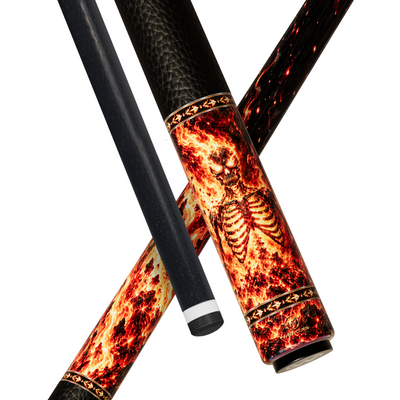 Wowcue Skeleton Flames Glass Fiber Pool Cue | White-Hot Furnace Theme