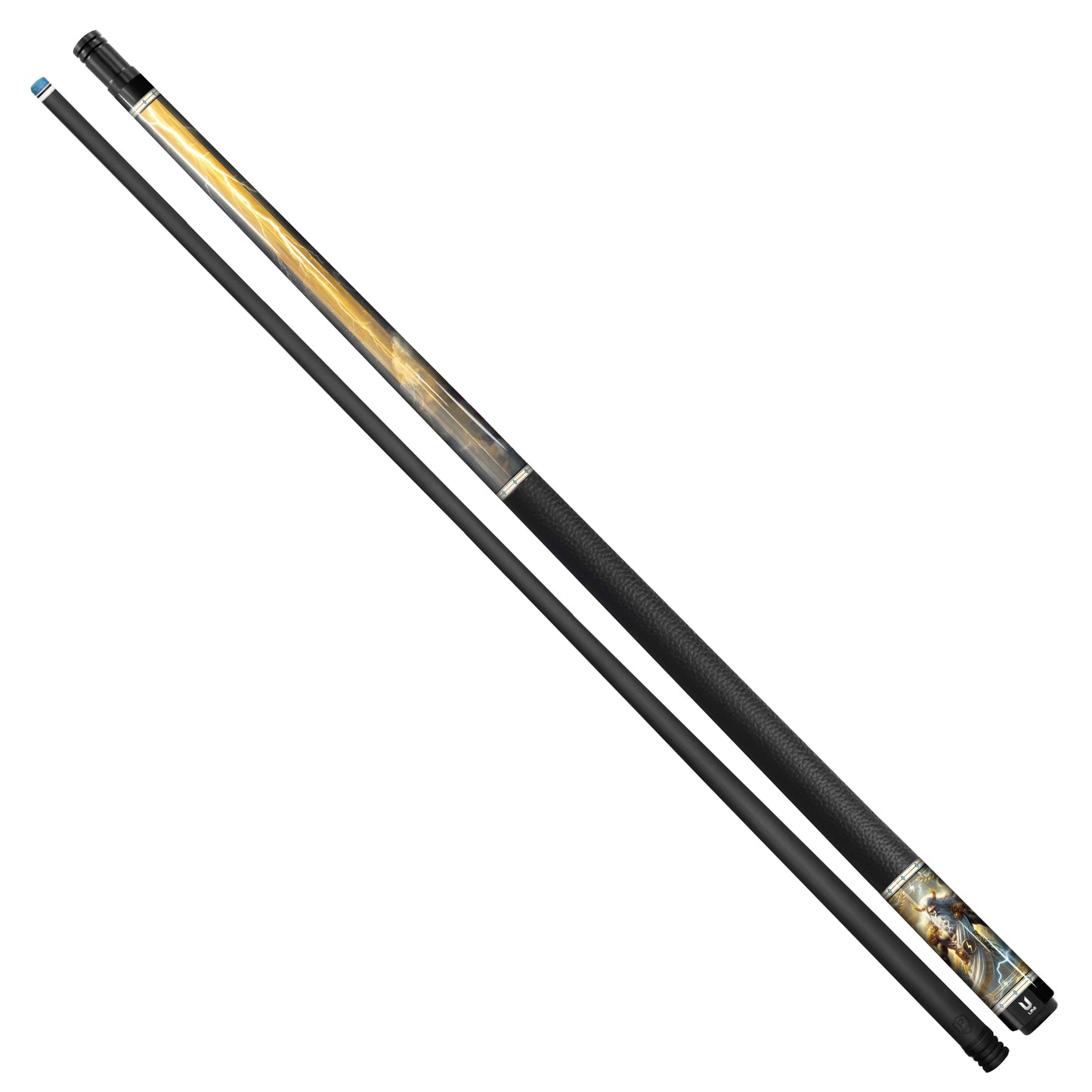 **Zeus God of Thunder Custom Carbon Fiber Billiard Cue - Limited Edition Mythical Series - High-Performance Low Deflection Pool Stick**