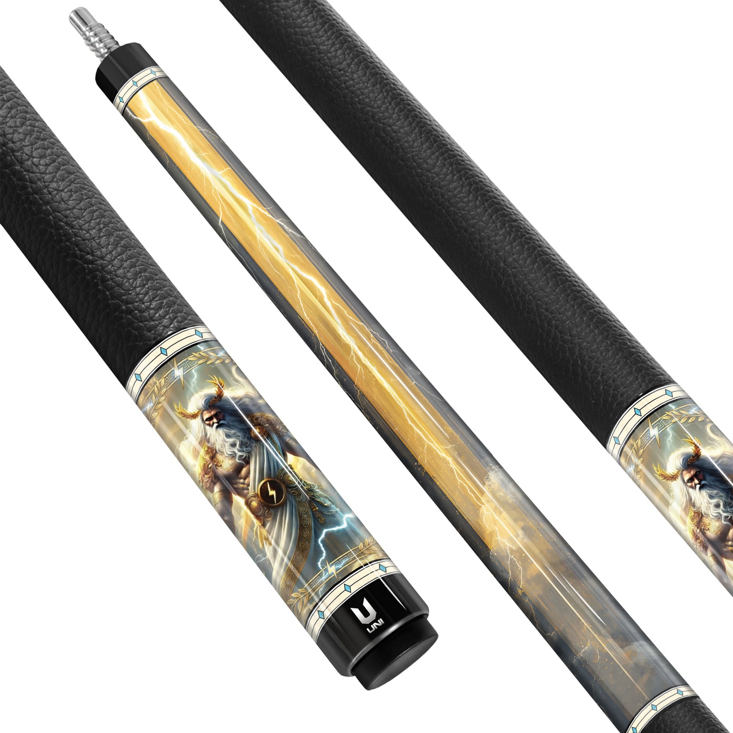 **Zeus God of Thunder Custom Carbon Fiber Billiard Cue - Limited Edition Mythical Series - High-Performance Low Deflection Pool Stick**