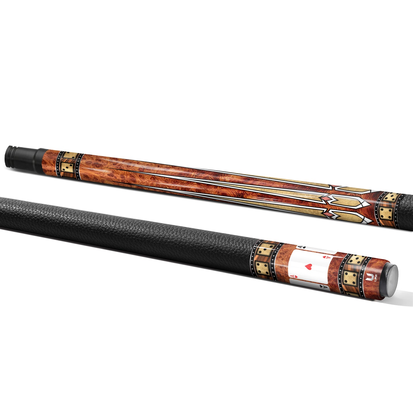**Grandmaster Series Carbon Fiber Pool Cue - "The Royal Inlay" | Premium Burl Wood Finish & Precision Graphics**