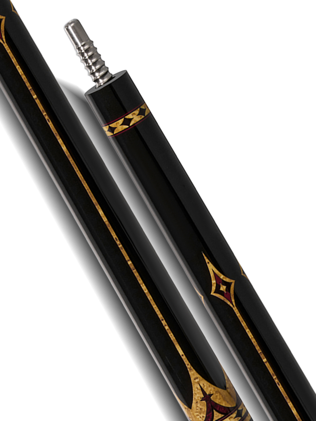 EVO CROWN POOL CUE - ROYAL BLACK - WHITE LEATHER WRAP