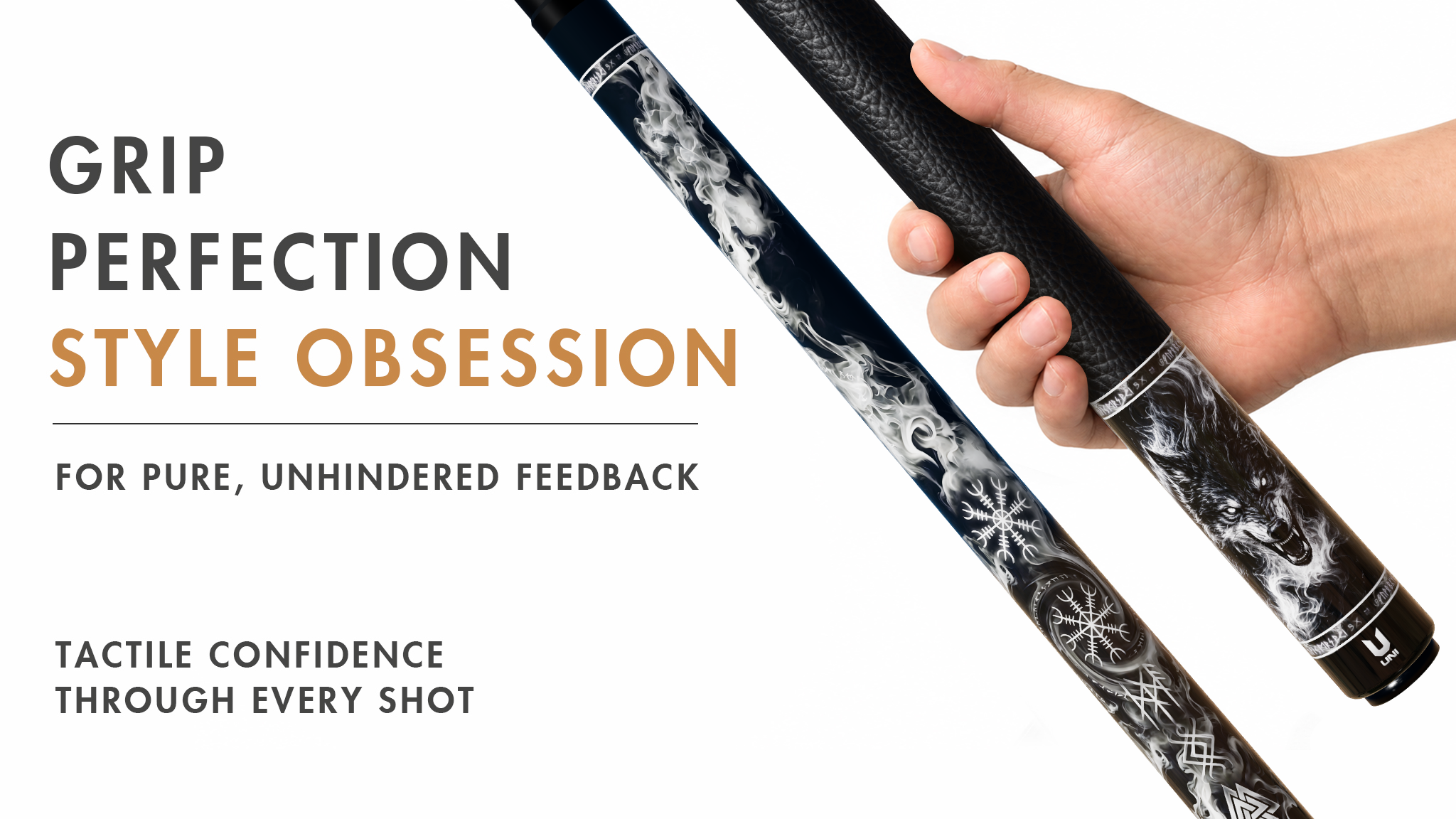 Uni Wolf Smoke Carbon Fiber Pool Cue | Wolf Theme - Detail 2
