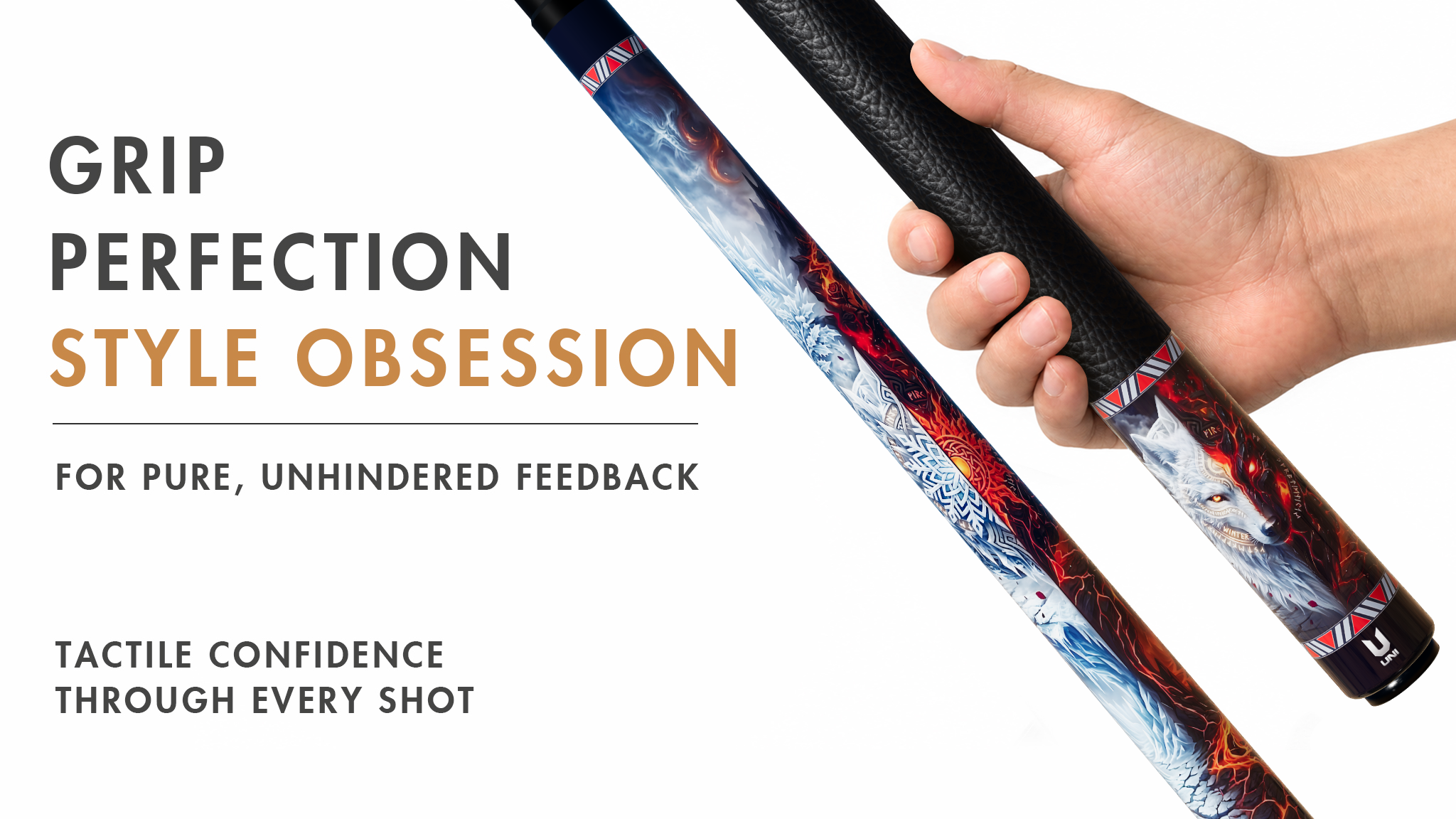 Uni Wolf Flame Carbon Fiber Pool Cue | Wolf Theme - Detail 2