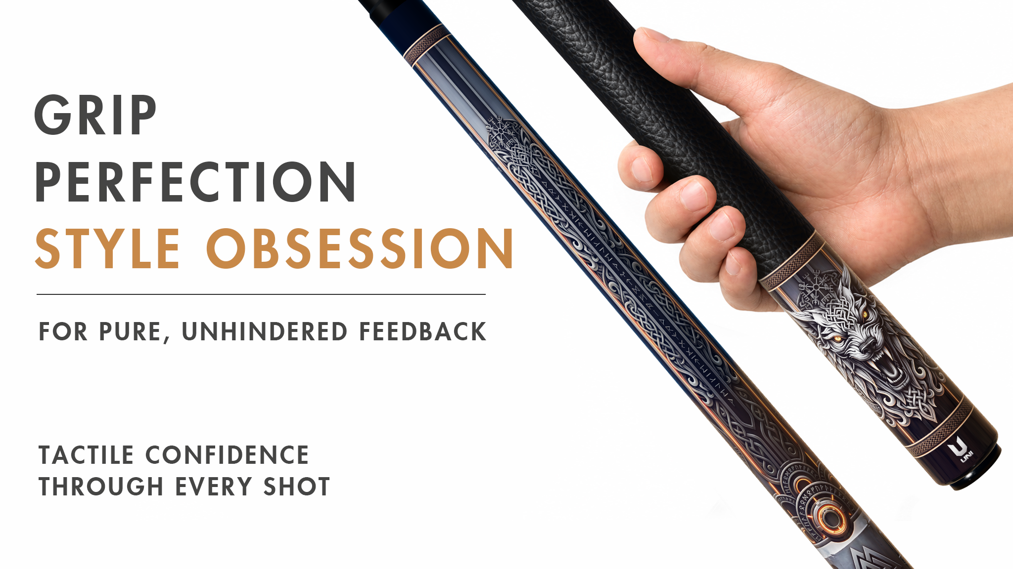 Uni Wolf Carbon Fiber Pool Cue | Wolf Theme - Detail 2
