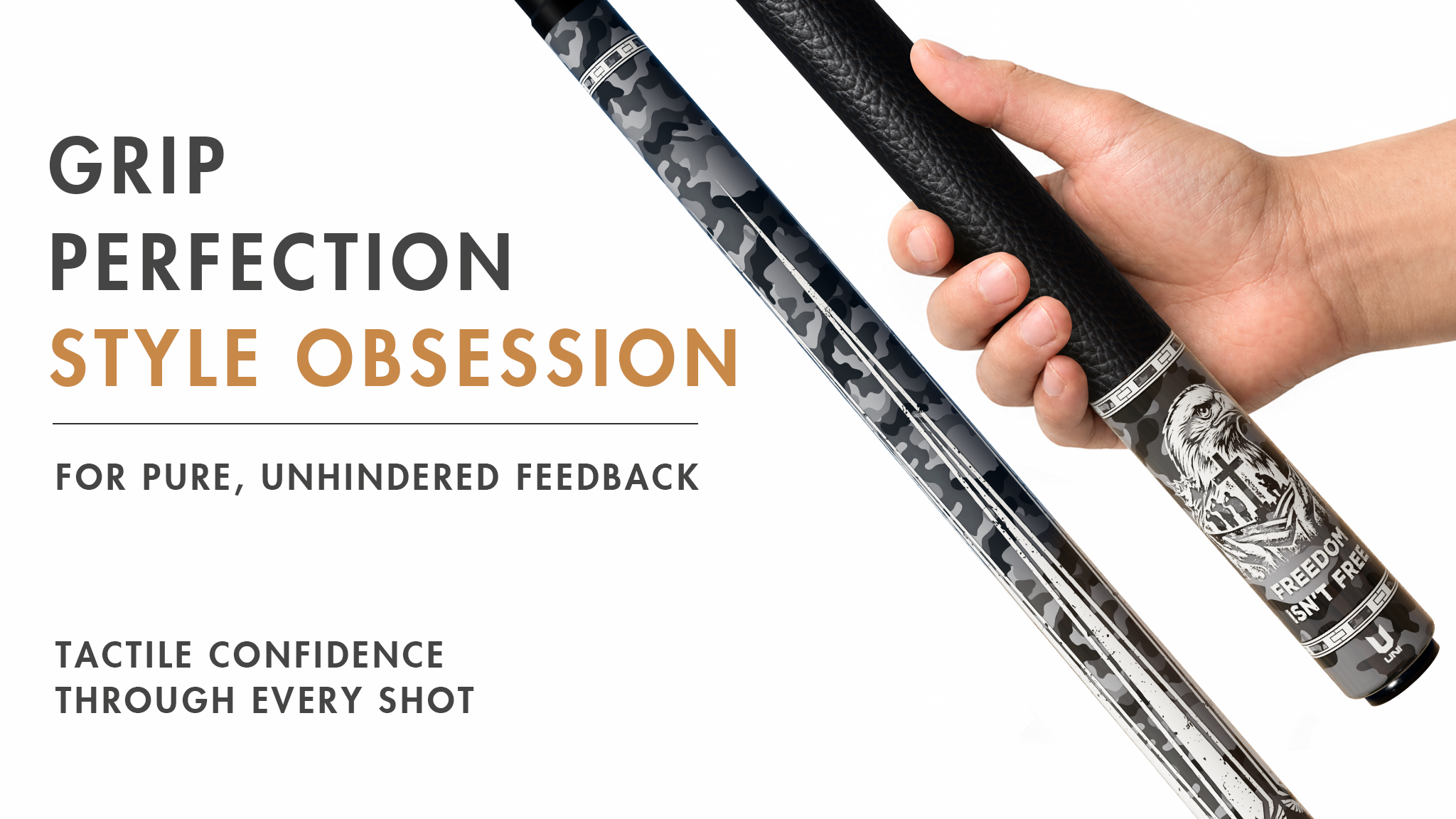 Uni Grey Camo Freedom Carbon Fiber Pool Cue | 4th of July - Detail 2