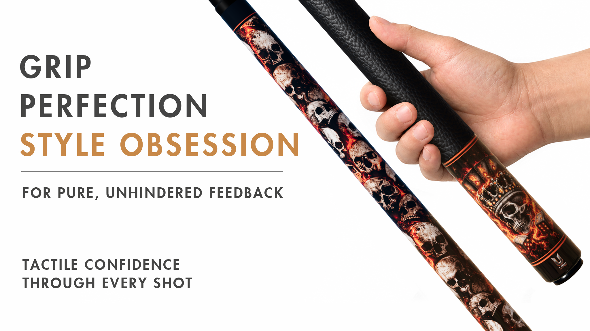 Uni Flame Skull Carbon Fiber Pool Cue - Detail 2
