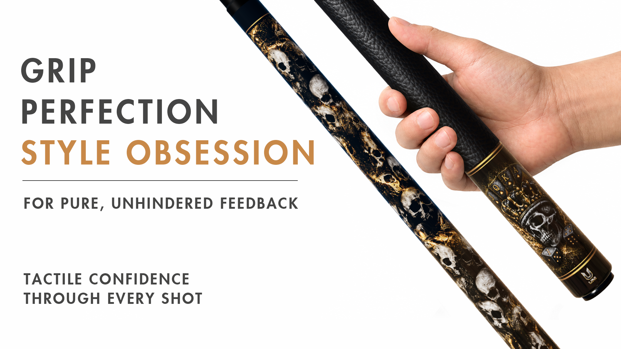 Uni Gold Skull Carbon Fiber Pool Cue - Detail 2