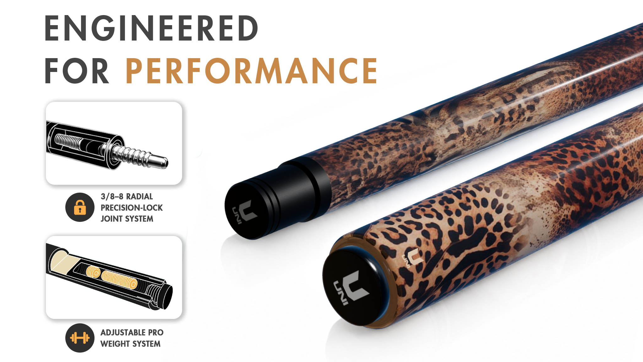 Leopard Print Carbon Fiber Pool Cue - Detail 1