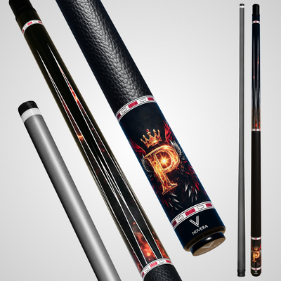 NOVERA Fire Crown Wing Custom Name Carbon Fiber Pool Cue