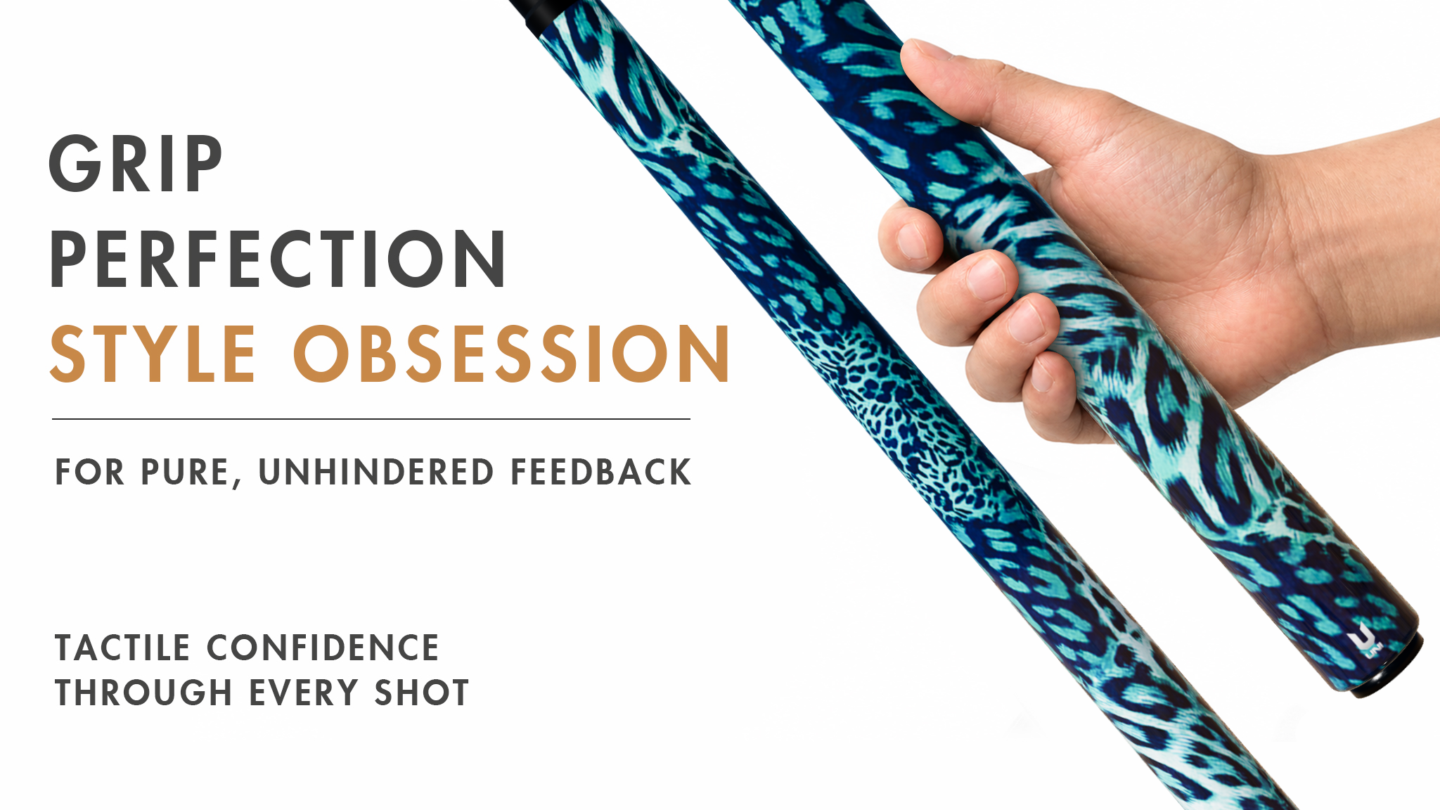 Uni Teal Leopard Print Carbon  Pool Cue | Animal Print - Detail 2