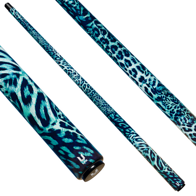 Uni Teal Leopard Print Carbon  Pool Cue | Animal Print