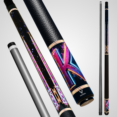 NOVERA Watercolor Neon Custom Name  Carbon Fiber Pool Cue | Pro