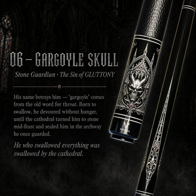 Novera Gothic Gargoyle Skull Carbon Fiber Pool Cue | Demon Skull