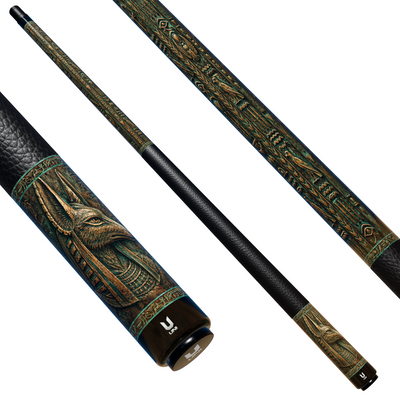 Uni Anubis Bronze Relief Carbon Fiber Pool Cue | Egyptian Artifact