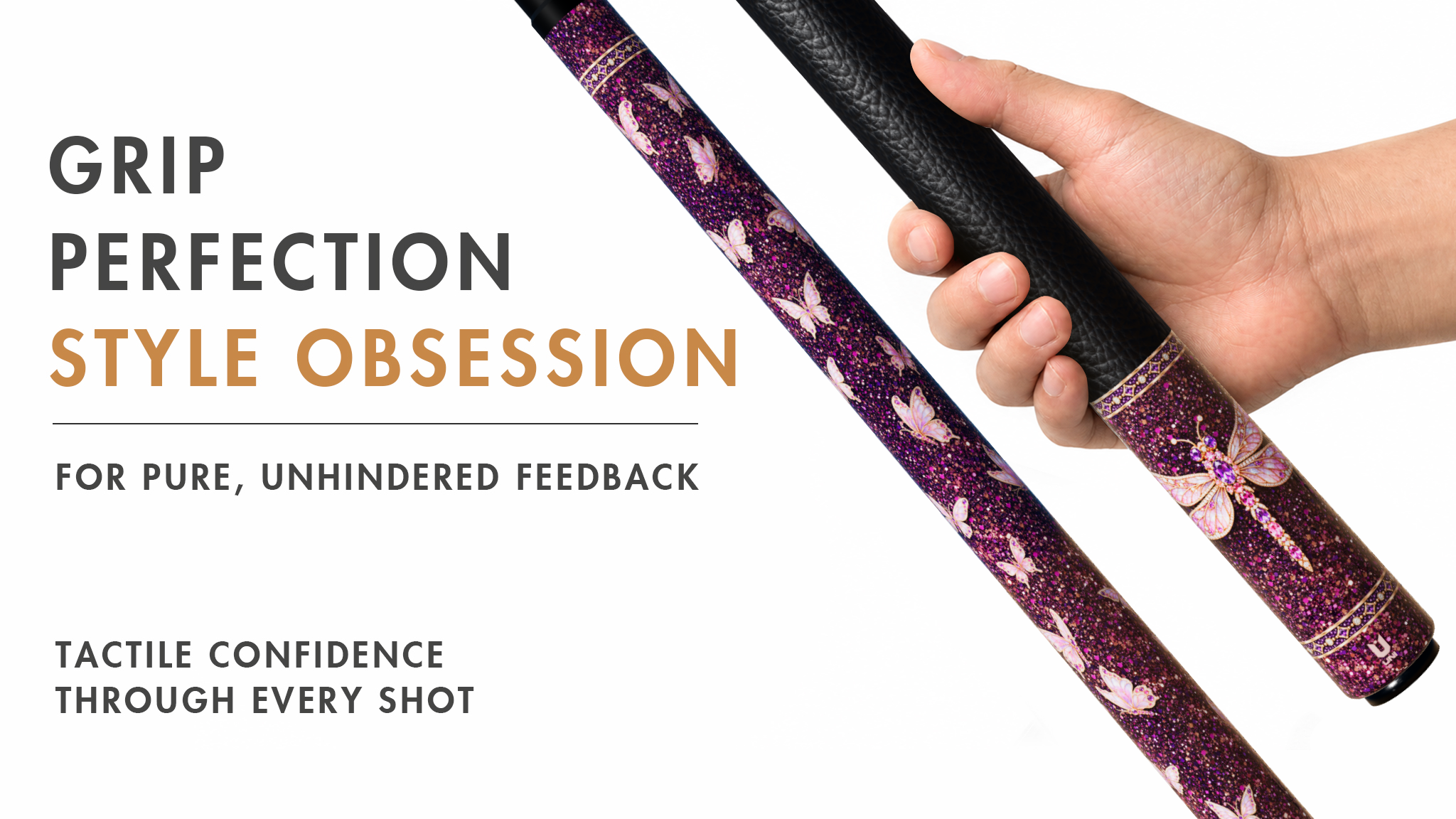 Uni Dragonfly and Butterfly Carbon Fiber Pool Cue | Nature Elegance - Detail 2