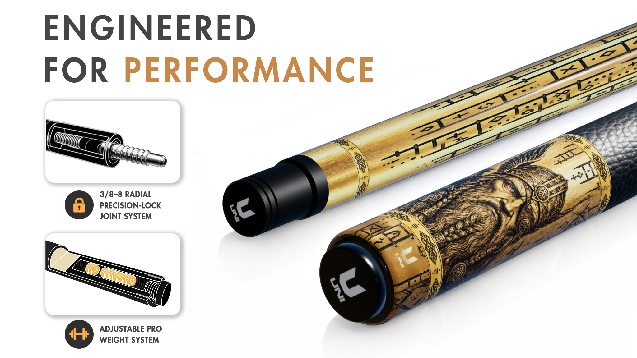 Uni Odin Carbon Fiber Pool Cue | Nordic Mythology Warrior's Pride - Detail 1