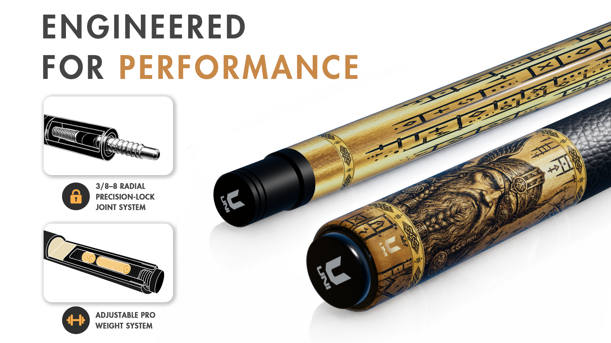 Uni Odin Carbon Fiber Pool Cue | Nordic Mythology Warrior's Pride - Detail 1