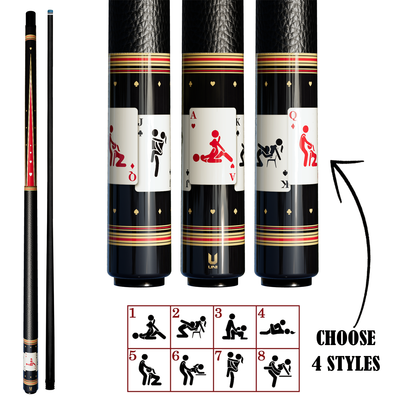 Uni Naughty Positions Playing Cards Carbon Fiber Pool Cue | Funny Adult Billiard