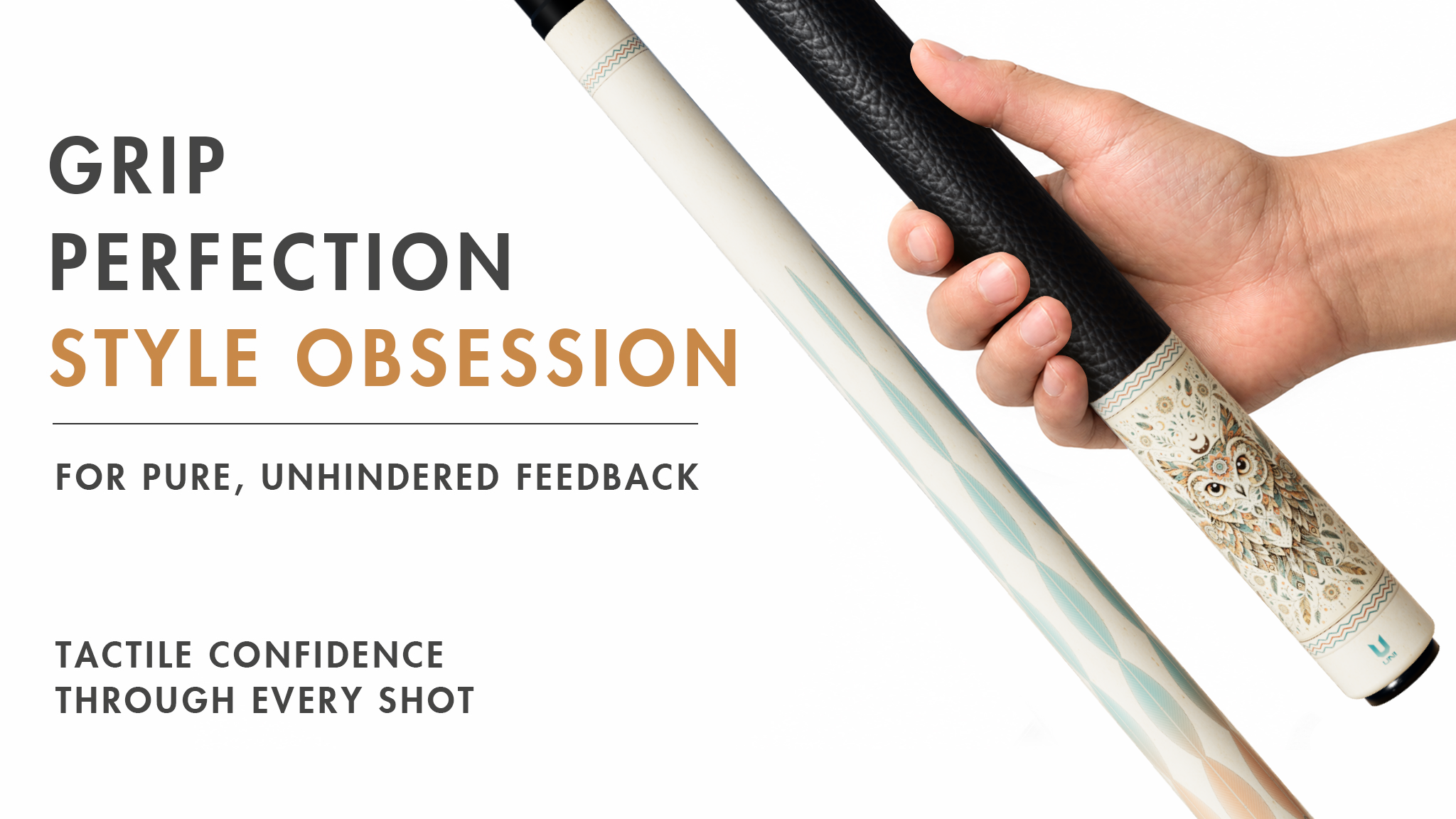 Uni Boho Owl Carbon Fiber Pool Cue | Boho Mandala Design - Detail 2