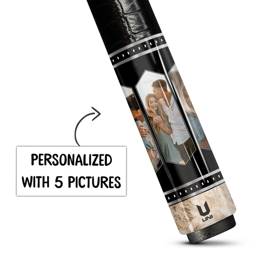 Personalized Carbon Fiber Pool Cue – Custom Photo Collage (Up to 5 Pictures)