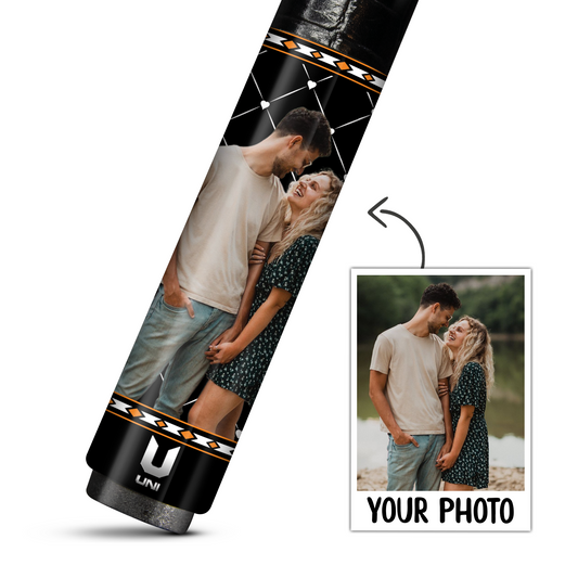 Custom Couple Photo Carbon Fiber Pool Cue – Personalized Romantic Photo Cue Stick