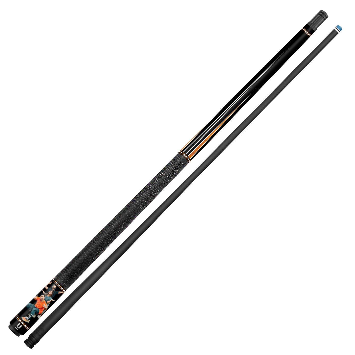 Custom Friends Group Photo Carbon Fiber Pool Cue – Personalized Cue with Your Image