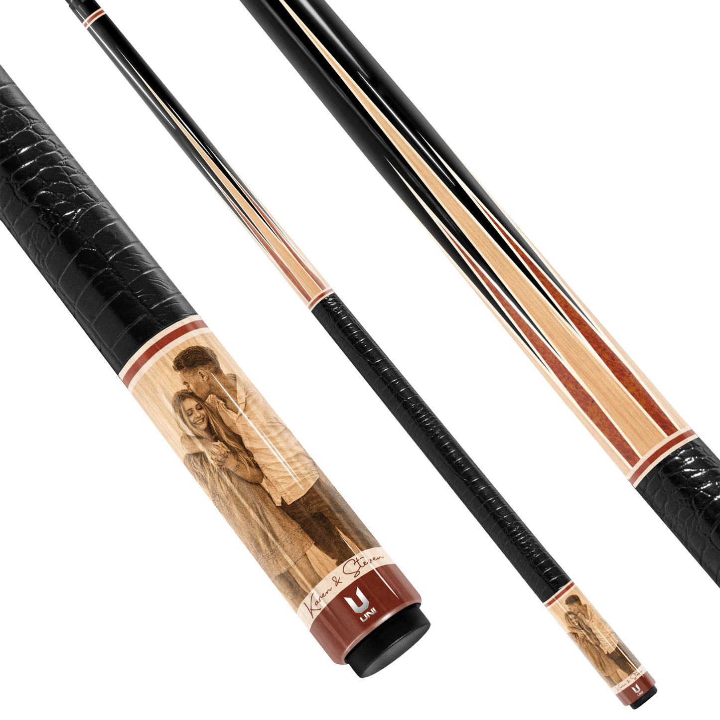 Couple Memory Custom Pool Cue – Your Photo on Carbon Fiber Cue