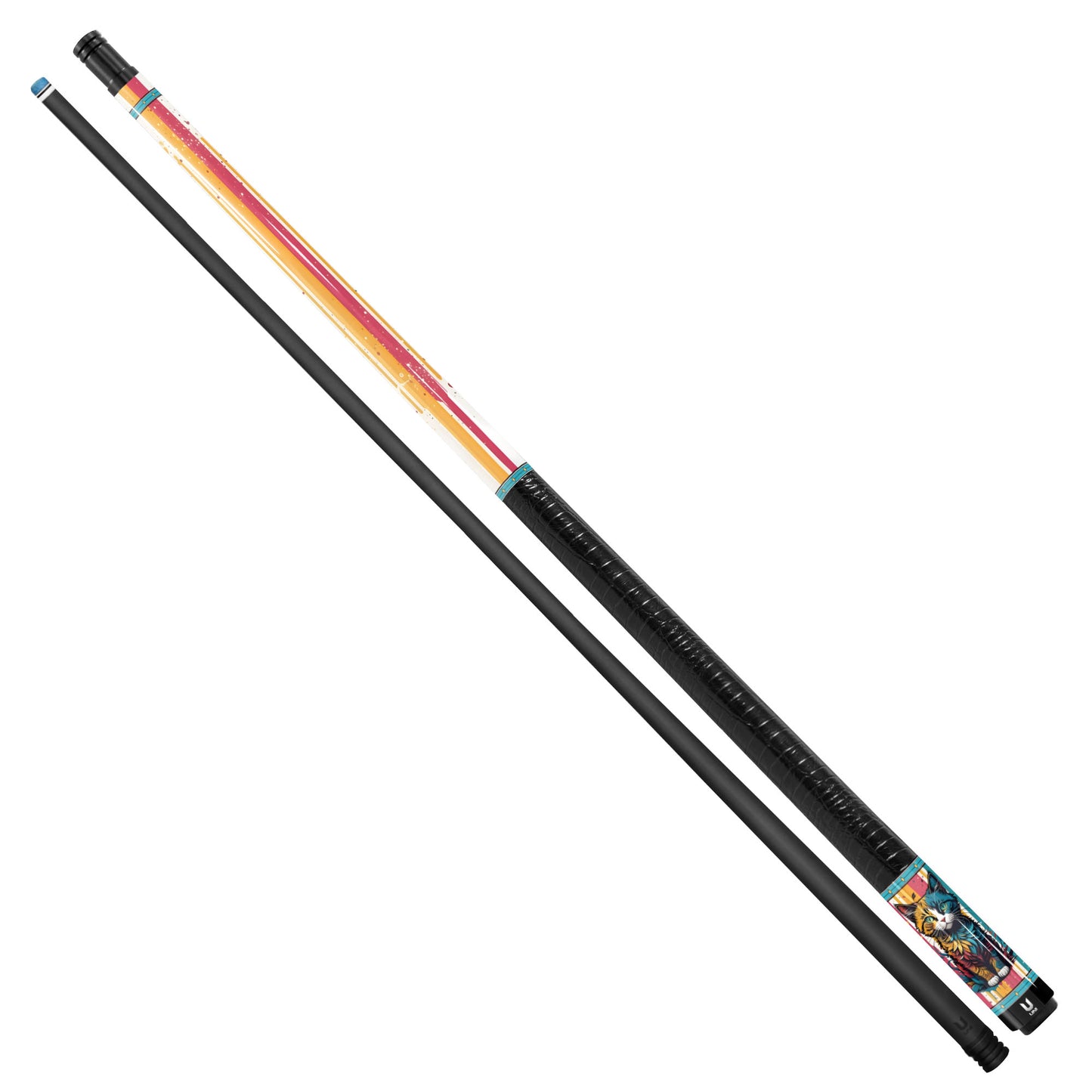 Colorful Drip Art Cat Carbon Fiber Pool Cue - Modern Street Graffiti & Vibrant Splatter Stick
