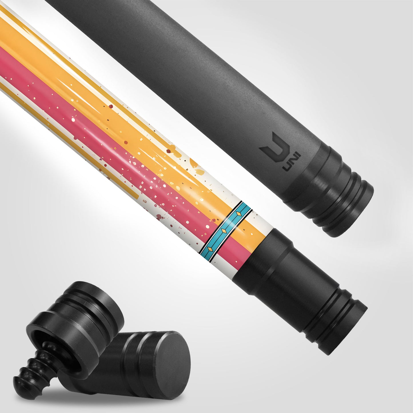 Colorful Drip Art Cat Carbon Fiber Pool Cue - Modern Street Graffiti & Vibrant Splatter Stick